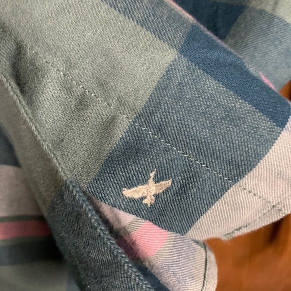 NWT Eddie Bauer Ladies Button Down Size XXL Sage Green & Pink Boyfriend Fit - Picture 3 of 9